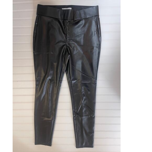 Ann Taylor LOFT Faux Leather Pull On Leggings Elastic Waist Chic Womens Medium - Picture 3 of 6